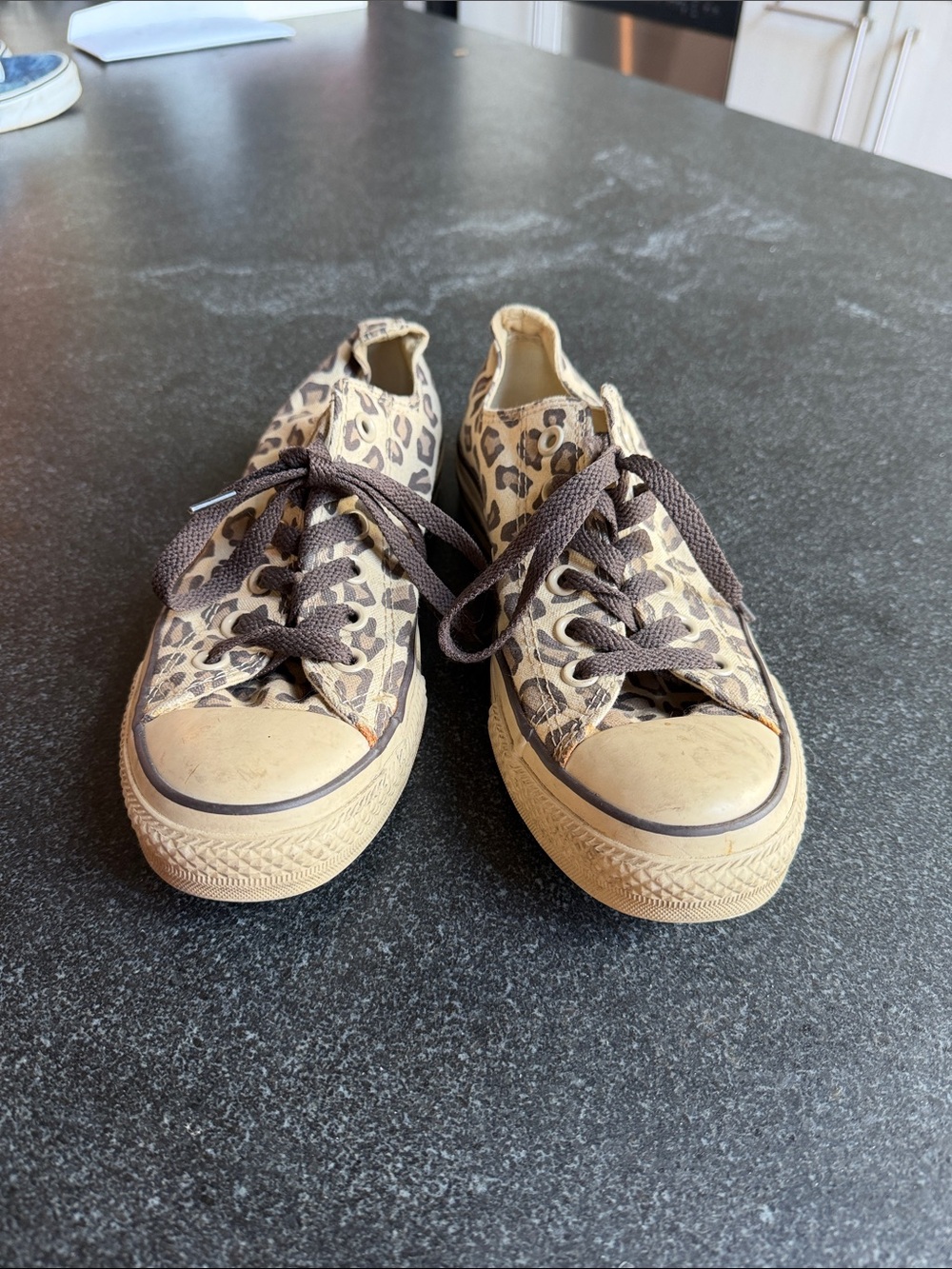 Converse Leopard Print Canvas Sneakers - Tan and Brown